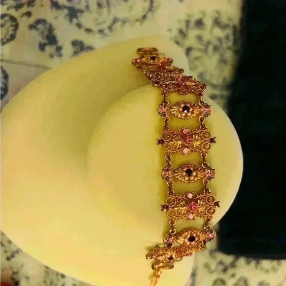 Rose gold tone multi color stones bracelet - Picture 2 of 6